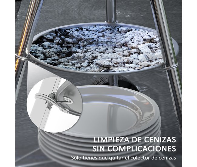 Barbecue a Carvão Metal e Porcelana Outsunny Multicor