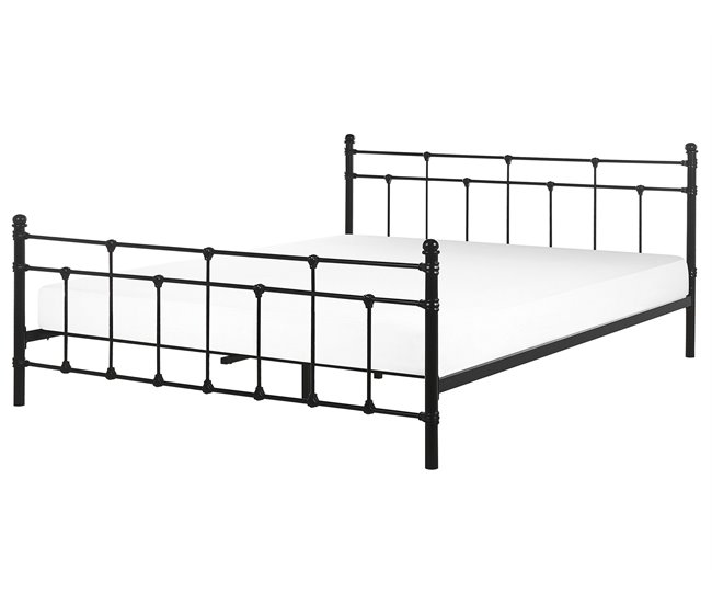 Beliani Cama com estrado Metal LYNX 161x209 Preto