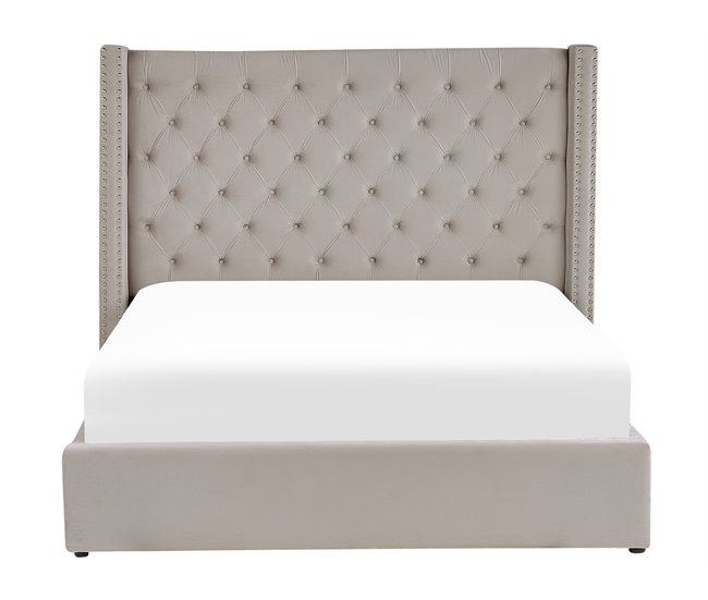 Beliani Cama com armazenamento Veludo LUBBON 210x217 Cinza Claro