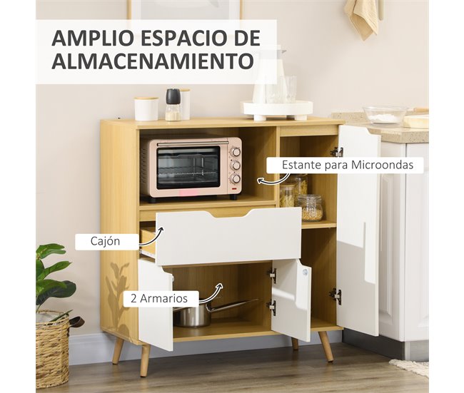 Aparador para Micro-Ondas Melamina de Madeira HOMCOM 90 Branco