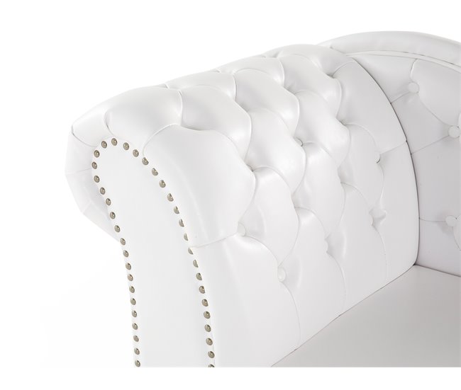 Beliani Chaise longue versão à esquerda Pele sintética NIMES Branco