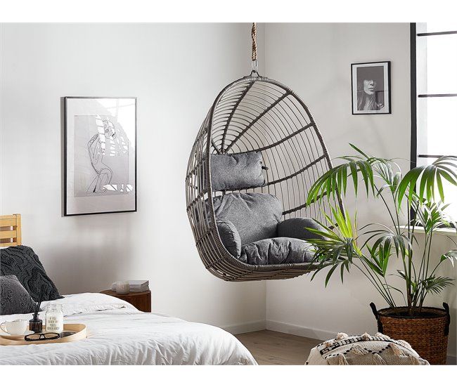 Beliani Sillón colgante CASOLI Cinza