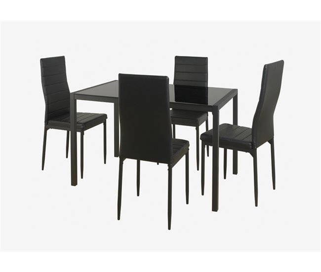 Conjunto de mesa com 4 cadeiras JET preto Preto