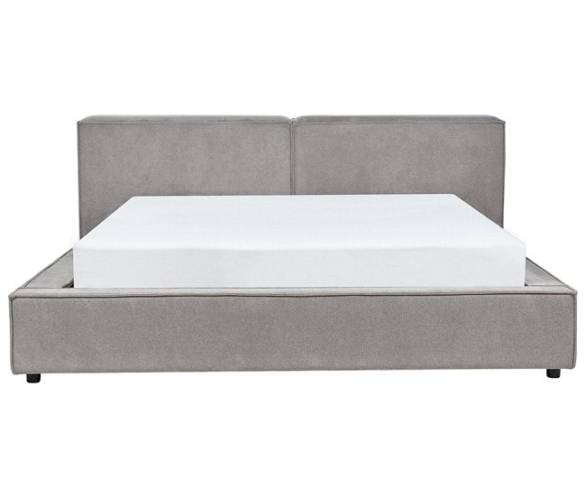Beliani Cama Poliéster LINARDS 230x242 Castanho Claro