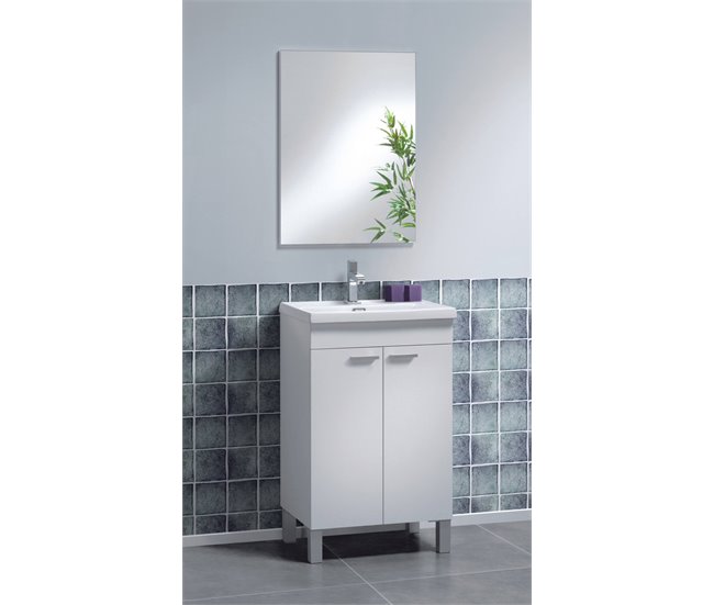 Armário de casa de banho com 2 portas e espelho Dkolaro 50 Branco