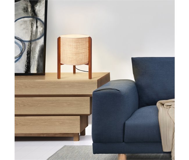 Candeeiro de mesa Solihull 1x E14 40 W madeira + tecido [lux.pro]. Bege
