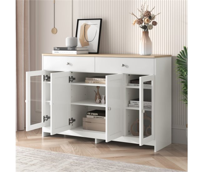 Aparador, cozinha, sala de estar, sala de jantar, gaveta, porta Branco