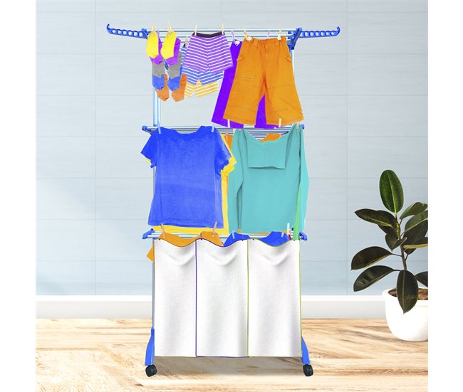 Varal XXL Dobrável Premium Slim Nyana Home | 4 Níveis Azul