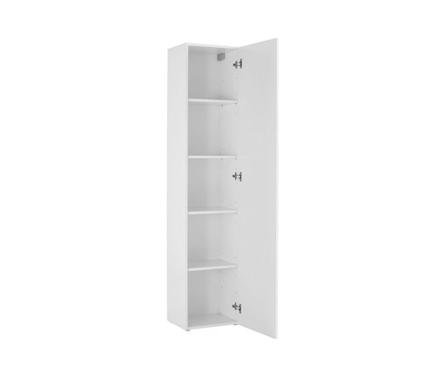 Armário multiuso com 1 porta efeito madeira Branco Brillo