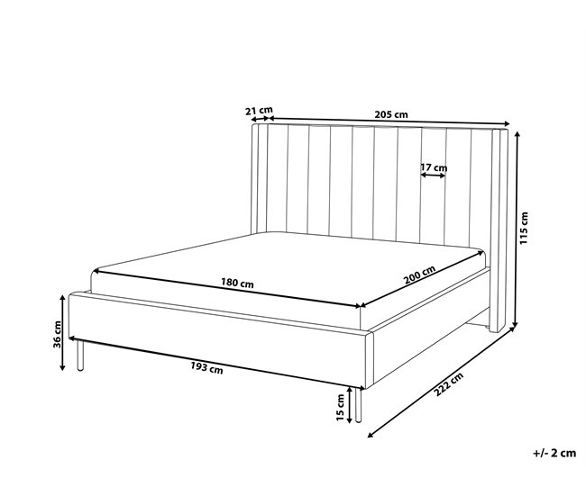Beliani Cama com estrado Bouclé VILLETTE 205x222 Bege