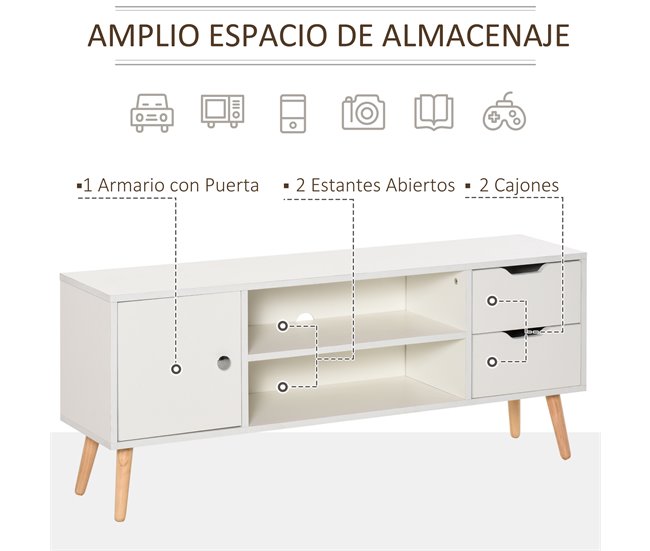 Armário de TV Particle Board HOMCOM 120 Branco