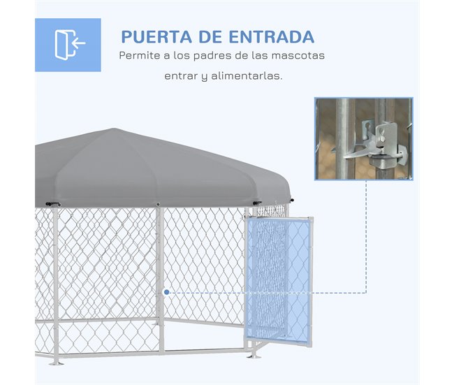 Canil de Exterior Aço galvanizado, tecido Oxford PawHut Prata