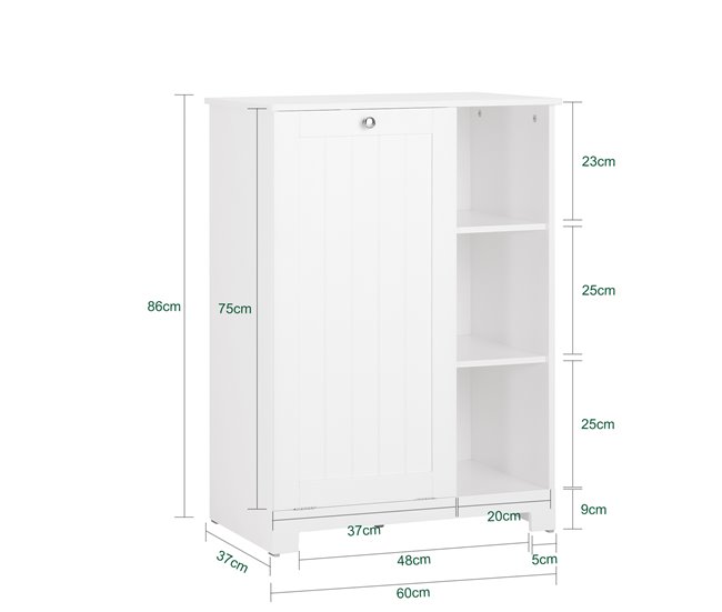 Armário de banho com 1 cesto e 3 prateleiras BZR105-W SoBuy Branco