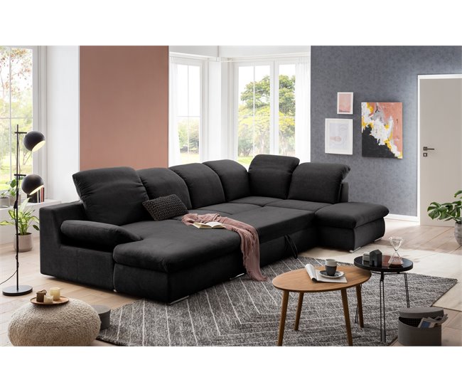 Sofá de canto ISONA com cama Antracite
