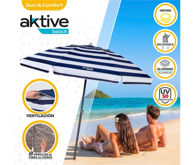 Guarda-sol tubo alumínio UV50 Aktive Beach Azul Marino