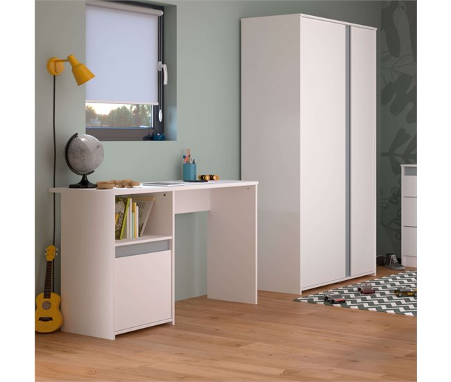 Guarda-roupa Germain Youth 2 portas em melamina moderna Branco