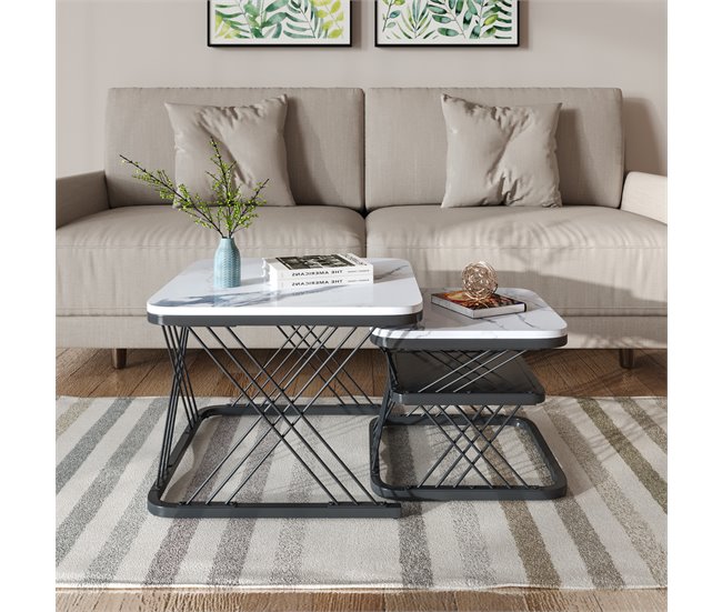 Mesa de centro, mesa de sala, mesa de sofá. 60x45 Branco/ Preto