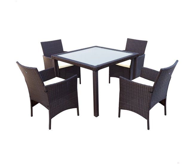 Conjunto de mobiliário de terraço cadeiras e mesa rattan Aktive Preto