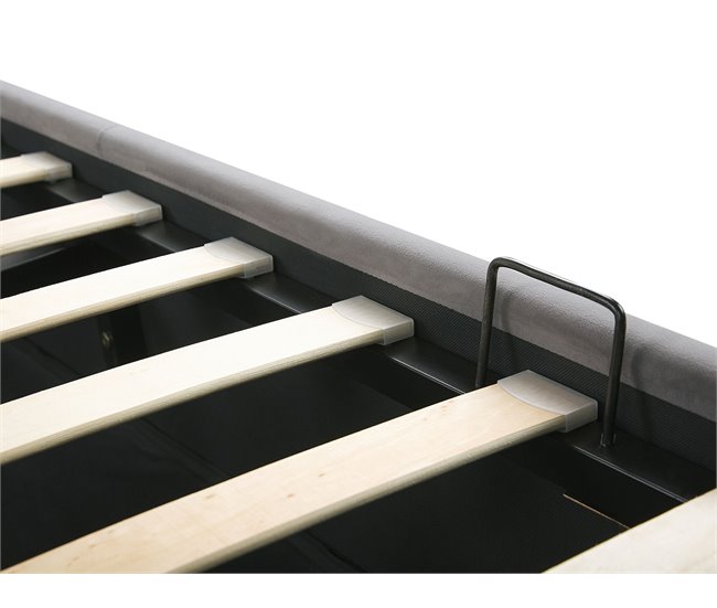 Beliani Cama con almacenaje Terciopelo ROCHEFORT 150x214 Cinza