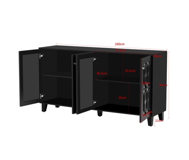 Aparador, cozinha, quatro portas, sala de estar, sala de jantar 160 Branco