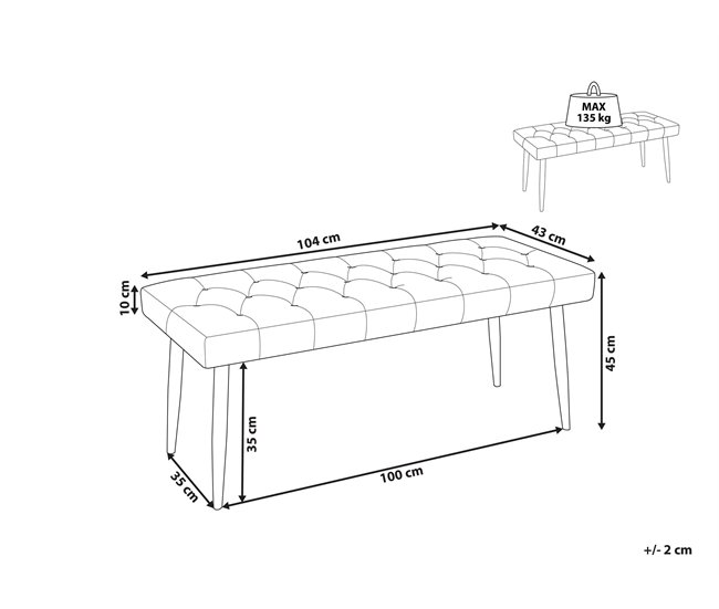 Beliani Banco de cama Piel sintética ESSONNE 104x43 Bege