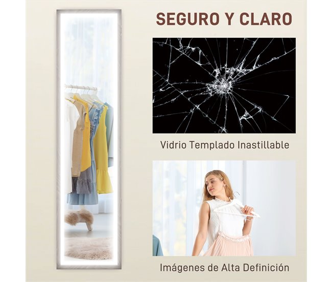 Espelho de Pé Vidro temperado e MDF HOMCOM, casa - decoração Cinza