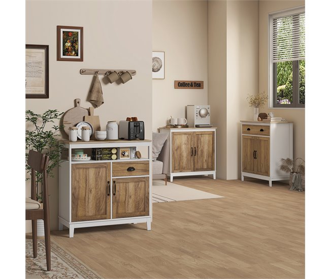 Aparador Melamina de Madeira HOMCOM 78 Cinza