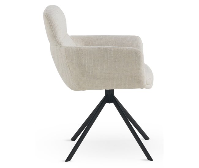 Pacote com 4 cadeirões estofados em tweed Branco