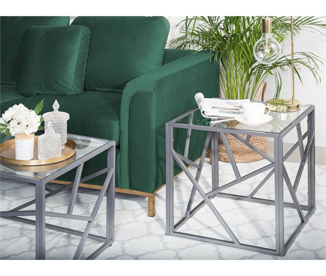 Beliani Mesa auxiliar ORLAND 50x50 Cinza