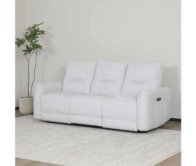 Sofá 3 lugares com 2 assentos relax elétricos DILAN cinza claro Cinza