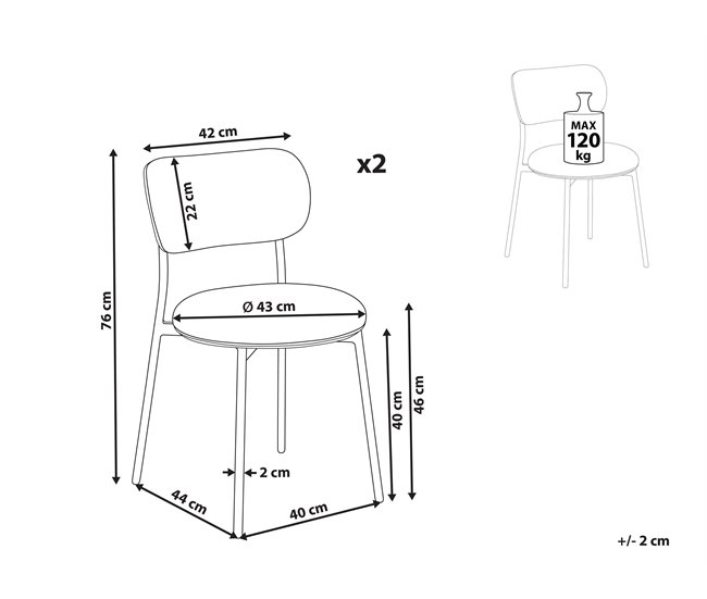 Beliani Silla de comedor CASEY Cinza Claro