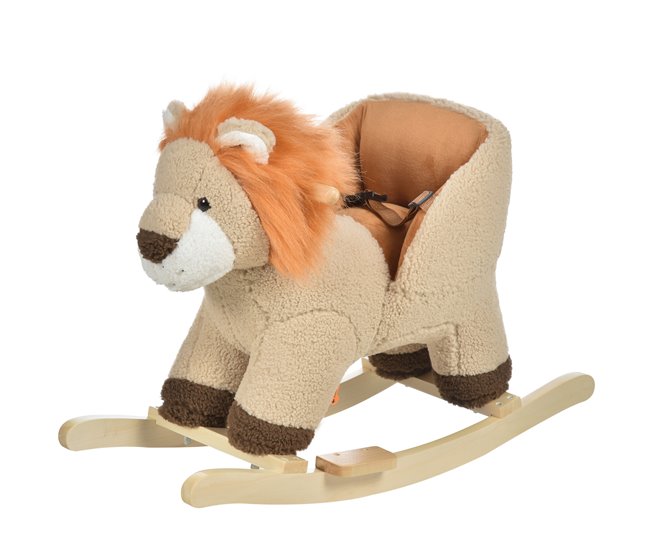 Baloiço para Bebé Madeira de Álamo, Metal e Pelúcia HOMCOM Castanho