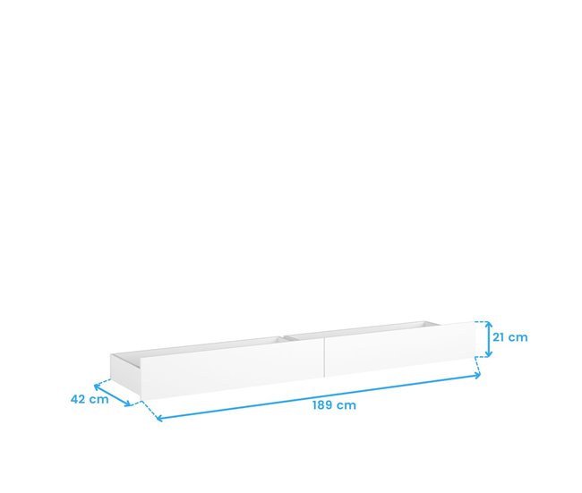 Pacote de 2 gavetas inferiores para cama infantil estilo nórdico Branco