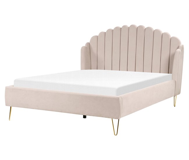 Beliani Cama com estrado Poliéster AMBILLOU 177x214 Bege