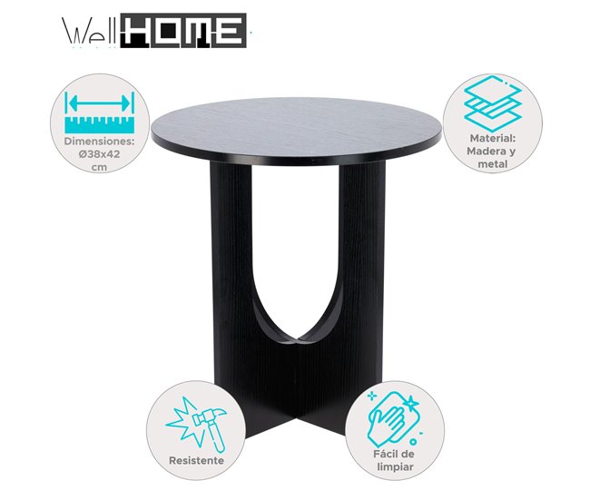 Well Home Pequena mesa de madeira Preto