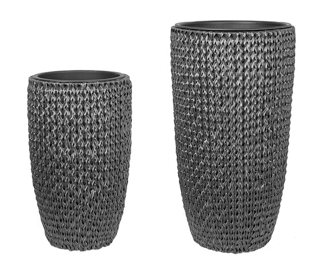 Beliani Conjunto de 2 vasos para plantas CEDRUS Preto