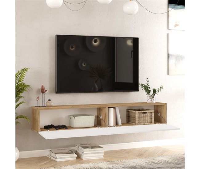 Suporte para TV de parede Lapinlahti aglomerado [en.casa] 180 Branco