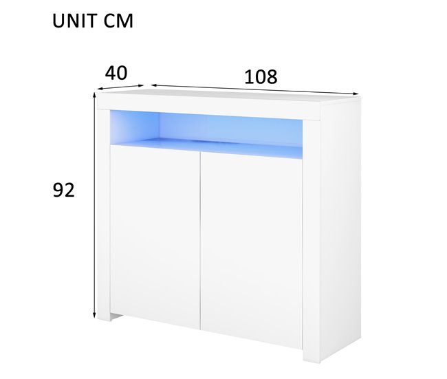 Aparador de painel de partículas com 2 portas Branco