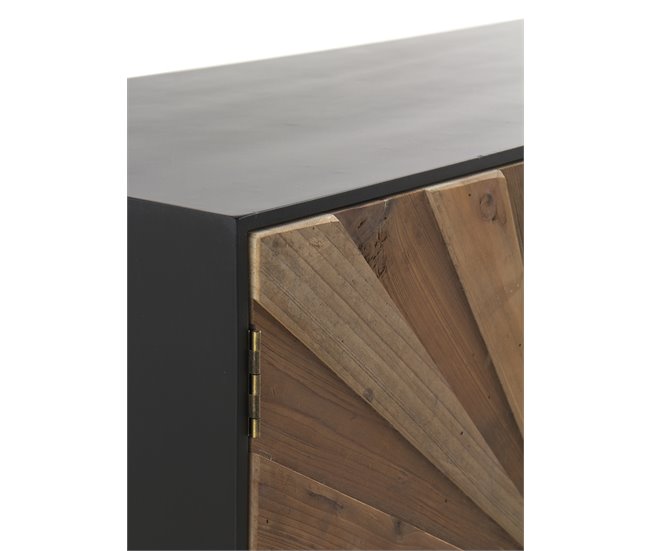 Móvel Tv De Madeira 2 Portas E 1 Gaveta Com Base De Metal Preto