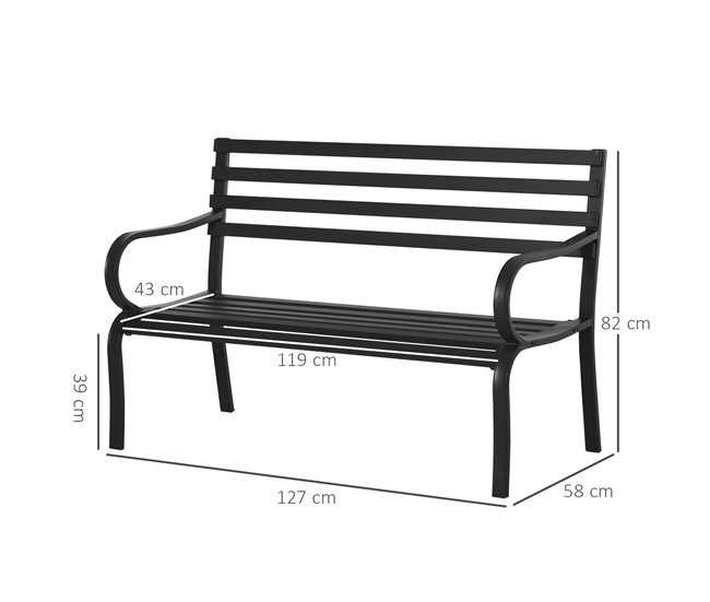 Banco de Jardim Metal Outsunny Preto
