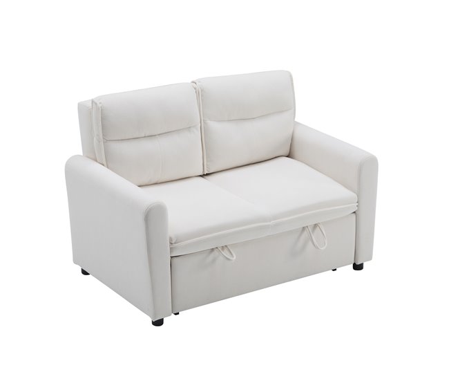 Sofá-cama conversível 2 lugares em veludo bege claro, encosto com 5 posições ridgeglen