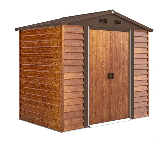 Abrigo de Jardim Aço e Polipropileno Outsunny Castanho