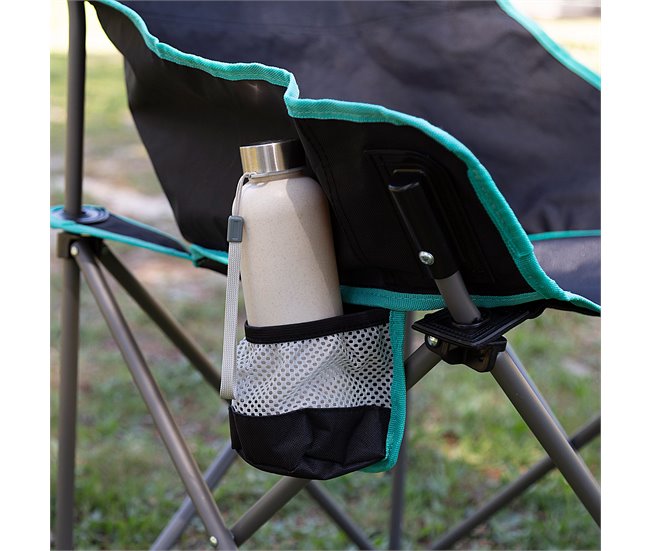 Aktive Cadeira de acampamento dobrável com porta-copos Preto