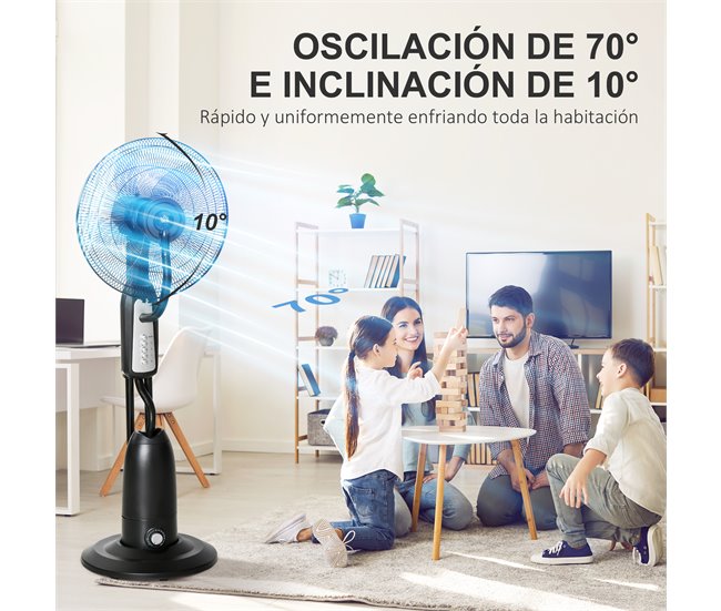Ventoinha com Nebulizador Metal, AS, ABS e PE HOMCOM Preto