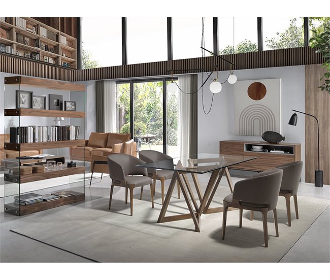 ANGEL CERDA Cadeira de couro ecológico vison escuro Nogal