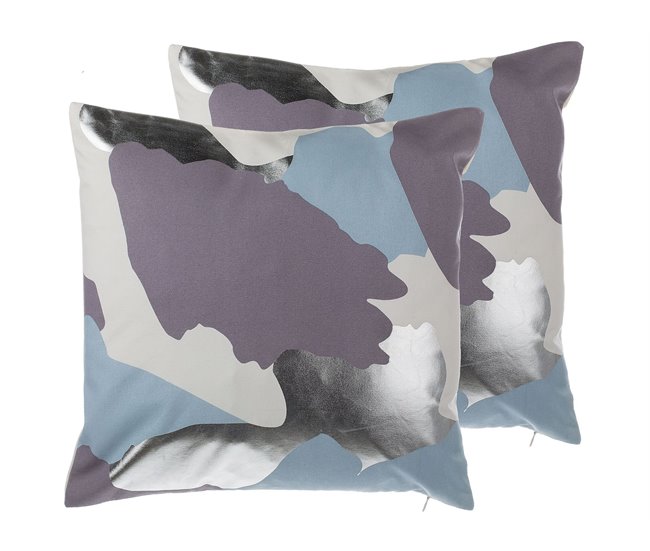 Beliani Almofada decorativa IXIA 45x45 Cinza Azul