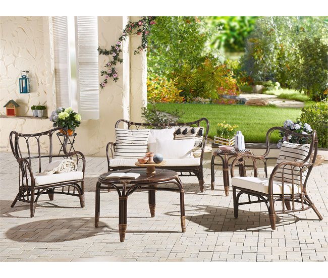 Beliani Conjunto lounge Rattan/vime BRINDISI Castanho