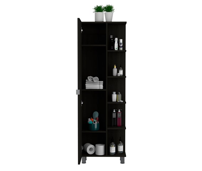 Armário de casa de banho alto Urano com espelho Preto