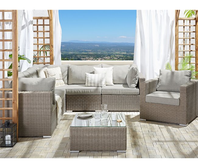 Beliani Conjunto lounge CONTARE Cinza Claro