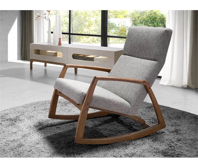 ANGEL CERDA Cadeira de baloiço em tecido cinzento Nogal